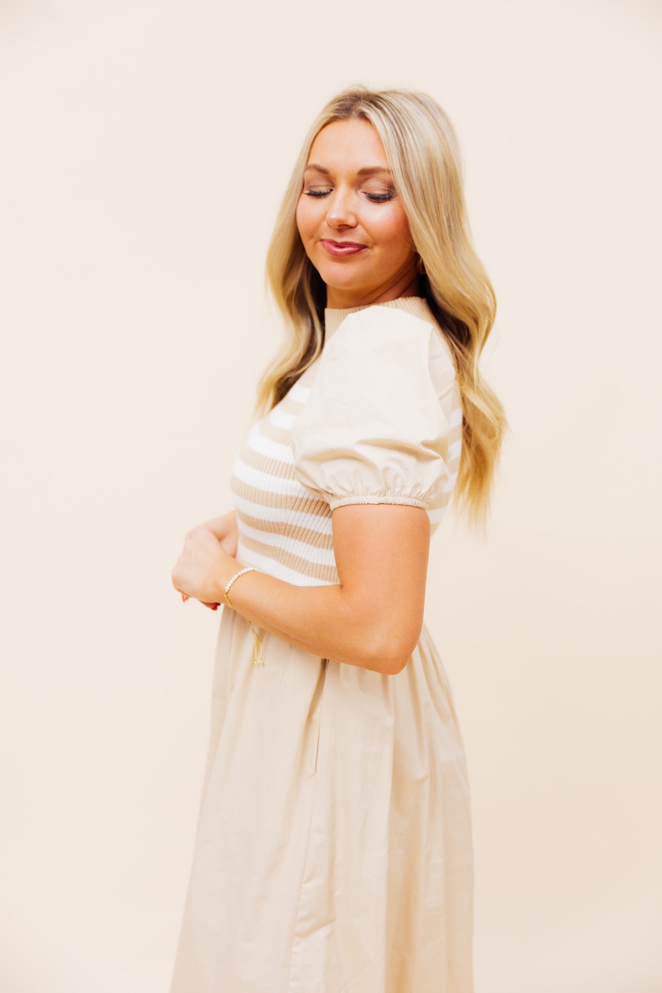 Sand Stripe Knit Maxi Dress
